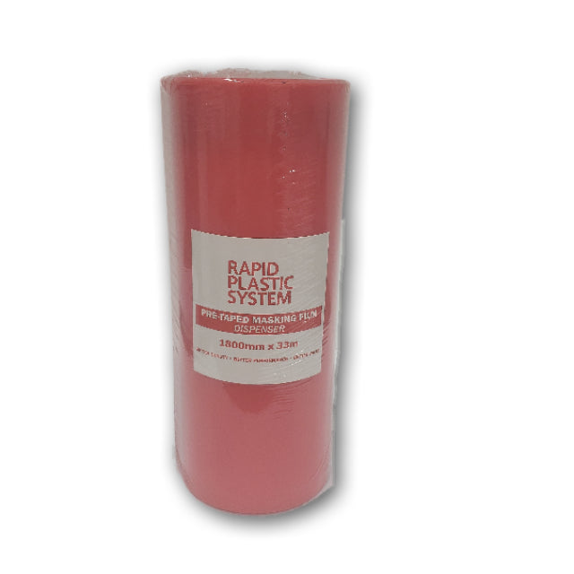 Rapid Pre Taped Masking Film With Dispenser 1.8m X 33m X 8mic (25 Carton)