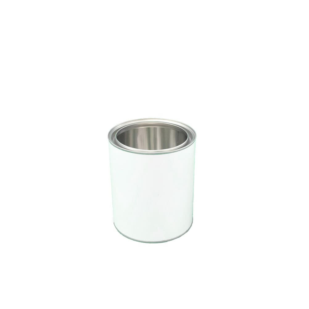 2lt Metal Tin White Outside / Plain Inside - with Lid