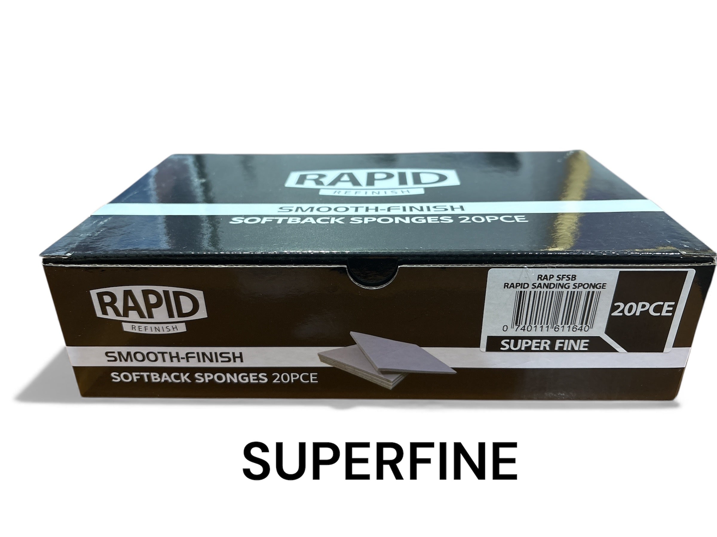 Rapid Smooth Finish Softback Sanding Sponge Super Fine - 500/600 Grit - Box of 20