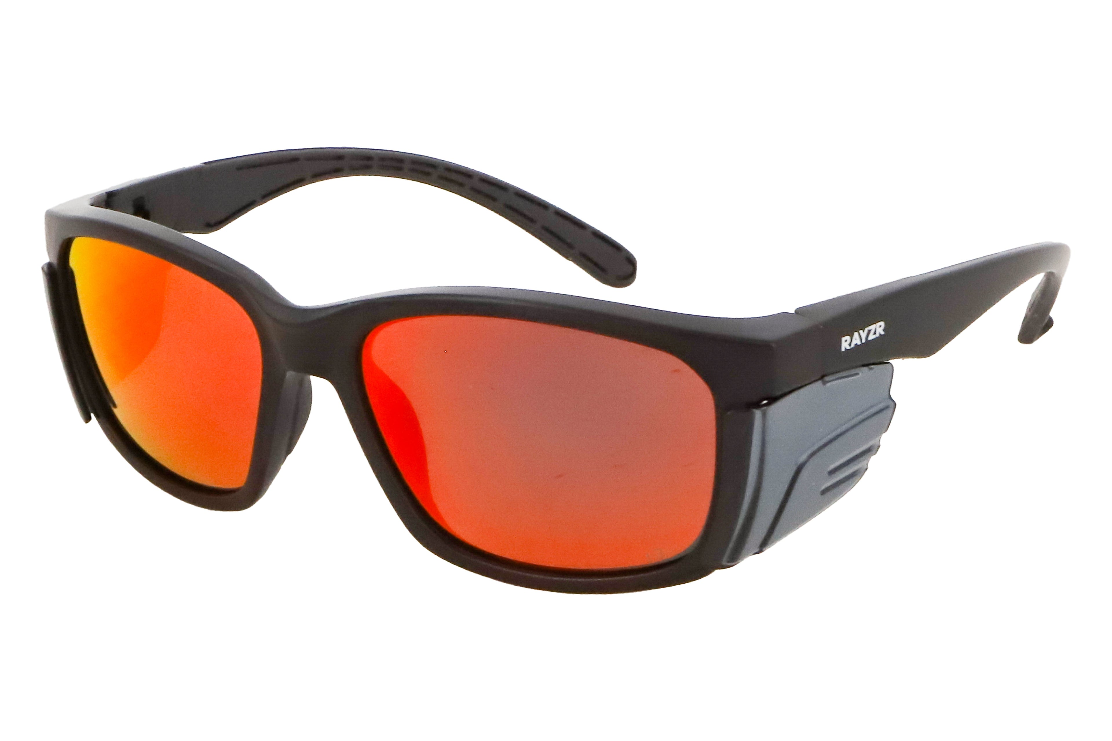 Rayzr Safety Glasses - Matte Black/ Red Mirror