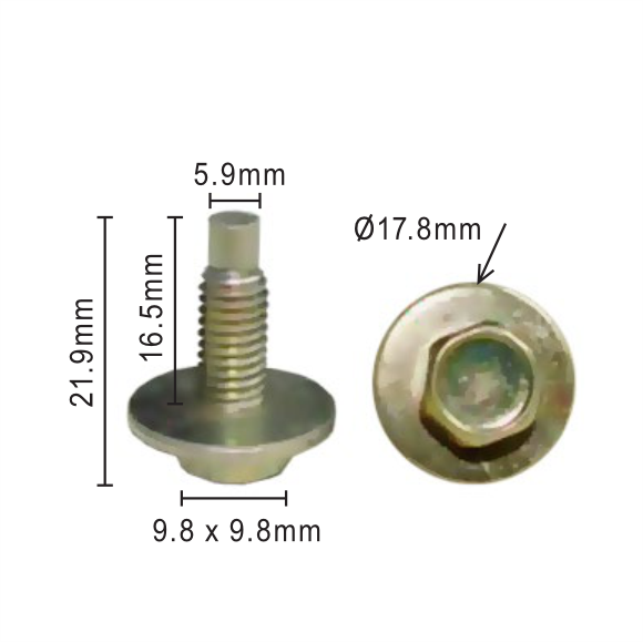 H2107 Clip - Each - Hex Bolt 10mm head x 16.5mm long
