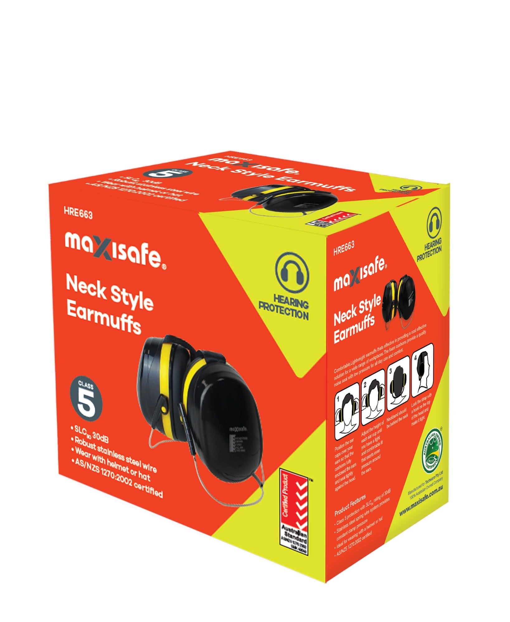 Maxisafe Neck Style Earmuff 30db - Class 5 - Yellow