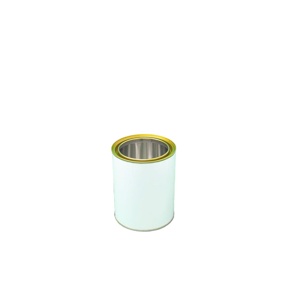 1lt Metal Tin White Outside / Plain Inside - with Lid