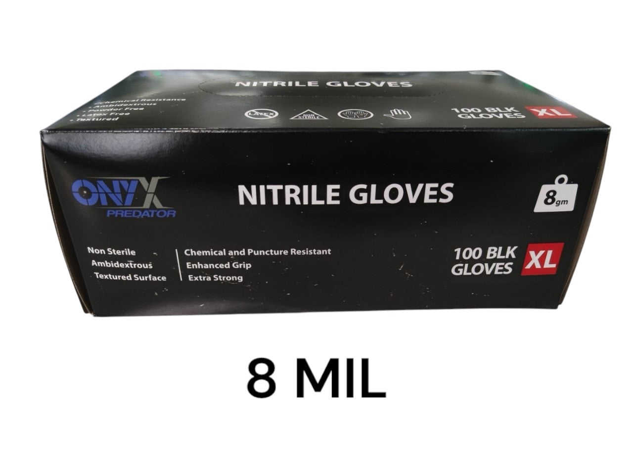 Rapid Nitrile Black Gloves Textured - Xl 8 Mil (Onyx Predator)
