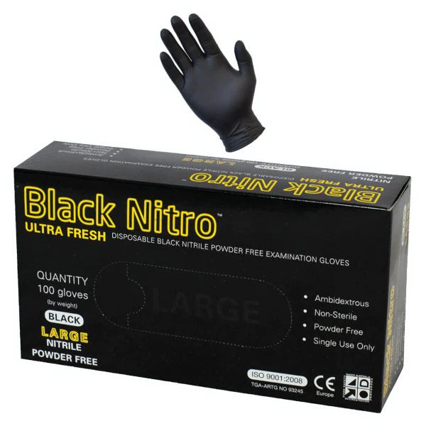 Black Nitrile Gloves 5.5g - Extra Large - Box 100