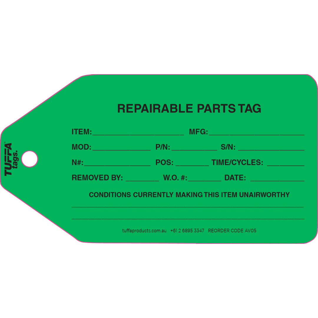 AV05 Repairable Parts Tuffa Tag (Pack 100)