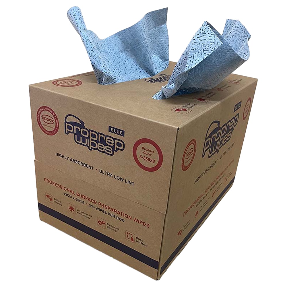 TIDDOX ProPrep Wipes (Blue) Box x250 (43cm x 35cm)