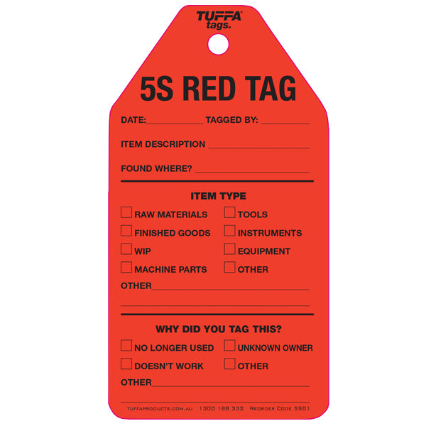 5S Red Tuffa Tag (Pack of 100)