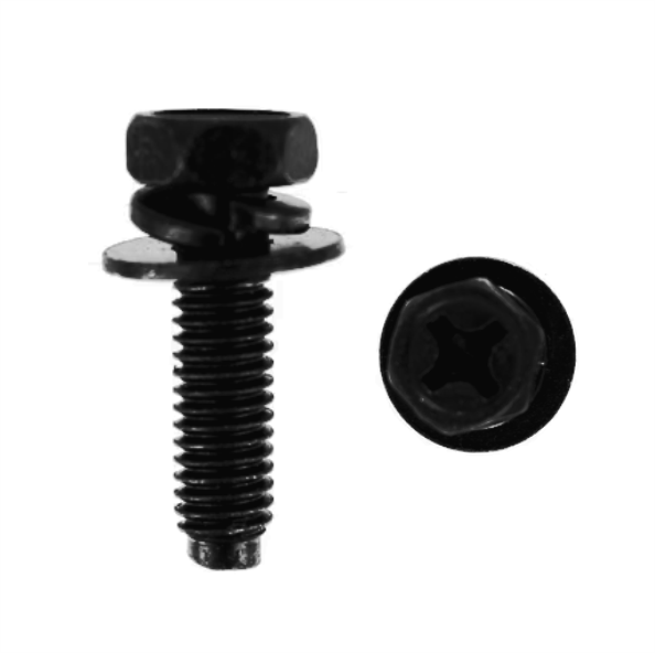 M6x18 10mm Long Bolt Sml Wash Black - Each