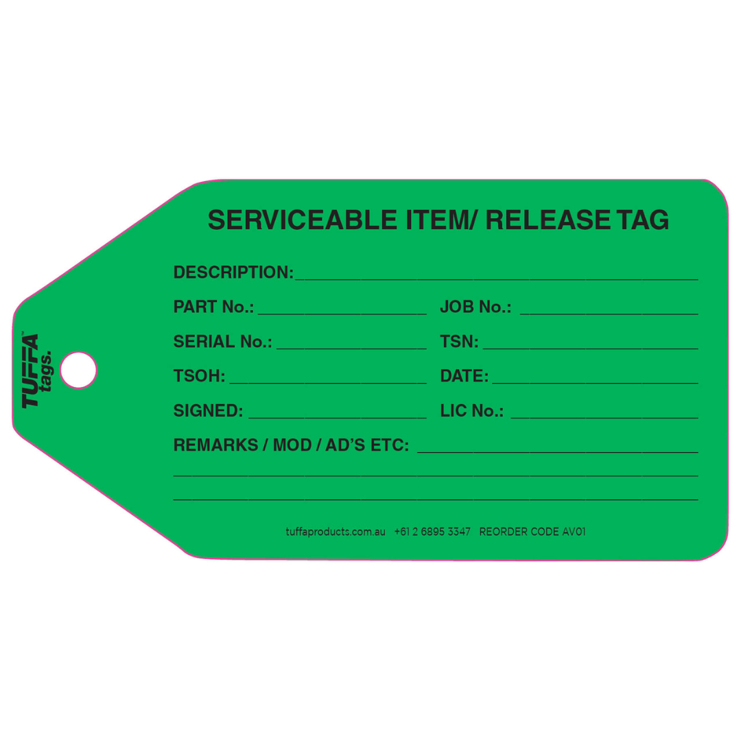 AV01 Serviceable Item/Release Tuffa Tag (Pack 100)