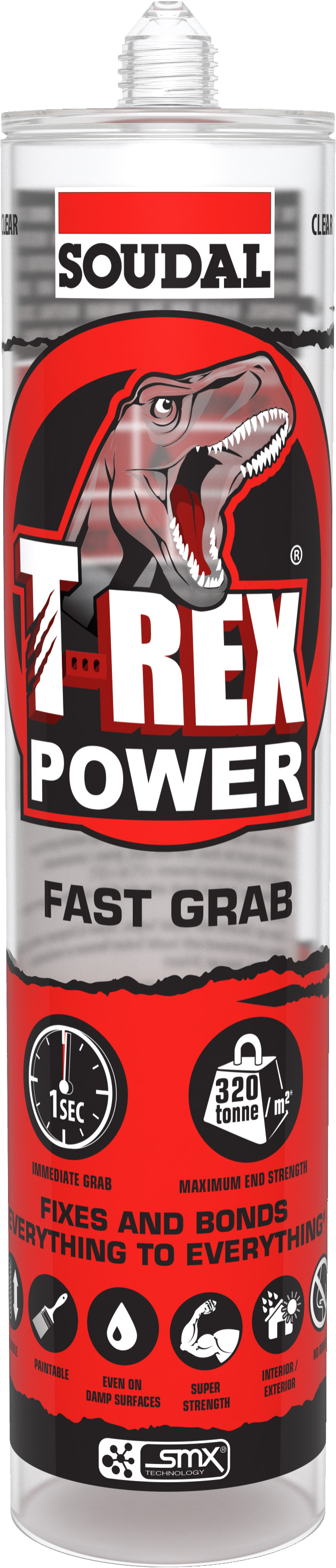 T-Rex Fast Grab Clear 290ml - Box x12 Tubes