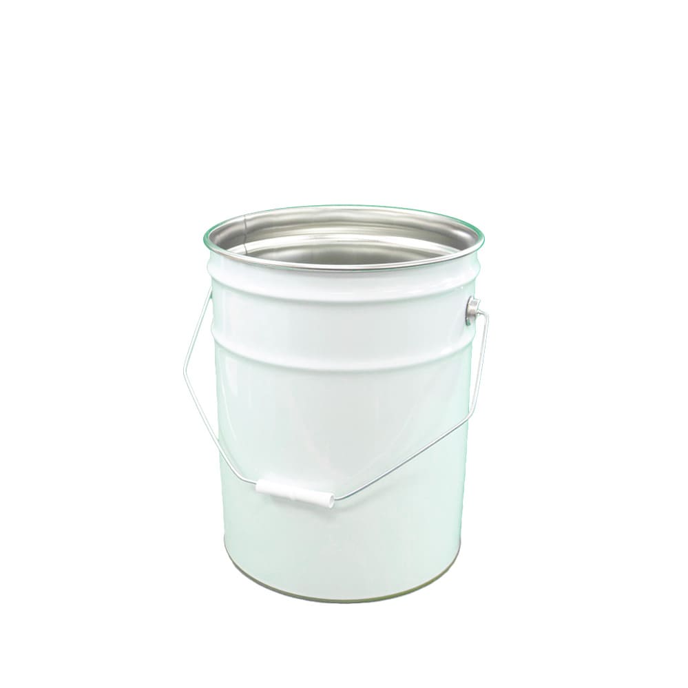 20lt Metal Pail White Outside/ Plain Inside - with Lid/ Locking Ring & Clip